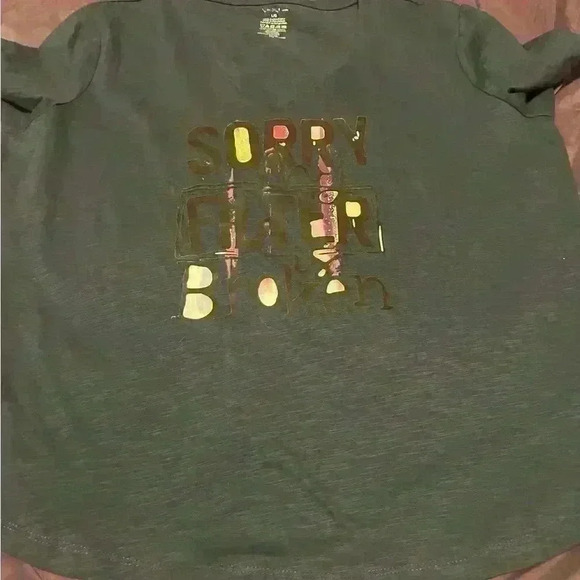 “Sorry my filter is broken”  t-shirt blue vneck size large - Picture 2 of 3